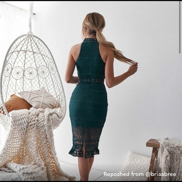 Two Sisters The Label Deep Green Lace Dress - Picture 3 of 7